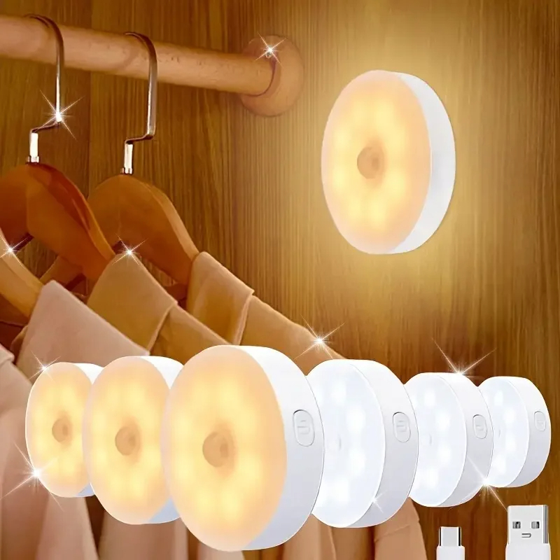 Luminária Led Automática Com Sensor de Presença Recarregável Luminária Luz Quente e Fria USB