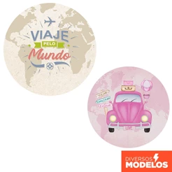 Painel Redondo Viagem Em Tecido 1,50m Com Elástico para Decoração Festas