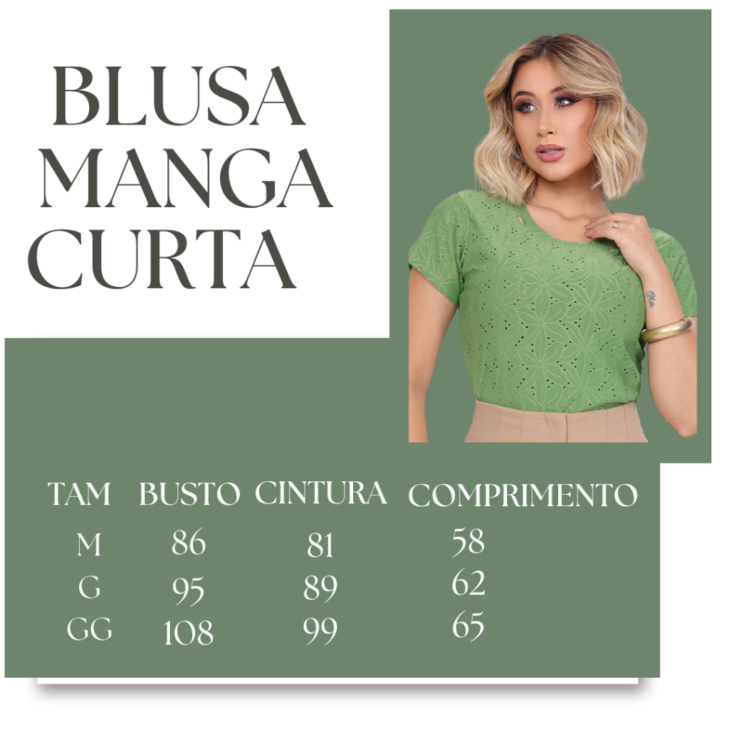 Kit 3 Blusa Feminina Casual Malha de Manga Curta e Detalhe de Metal — imagem 2 de 2