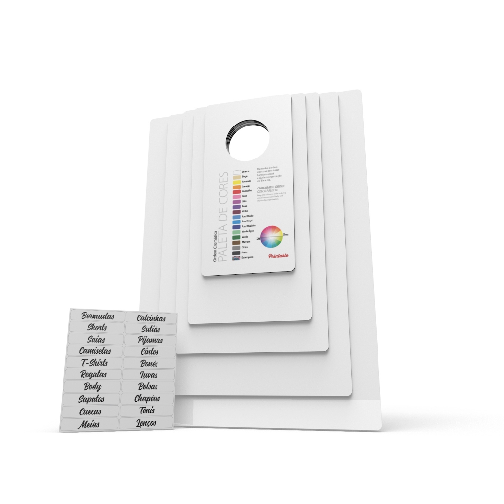 Kit de Gabaritos/Moldes para Dobrar Roupas - Paleta de Cores no Molde PP (5 Moldes)