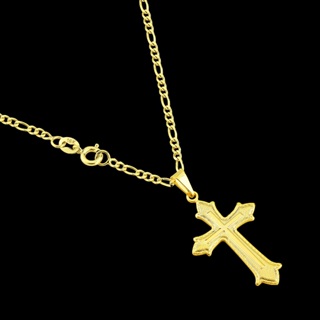 Cordão 3x1 com Pingente Cruz Banhado a Ouro 18k Corrente Masculina Crucifixo em Oferta na Shopee