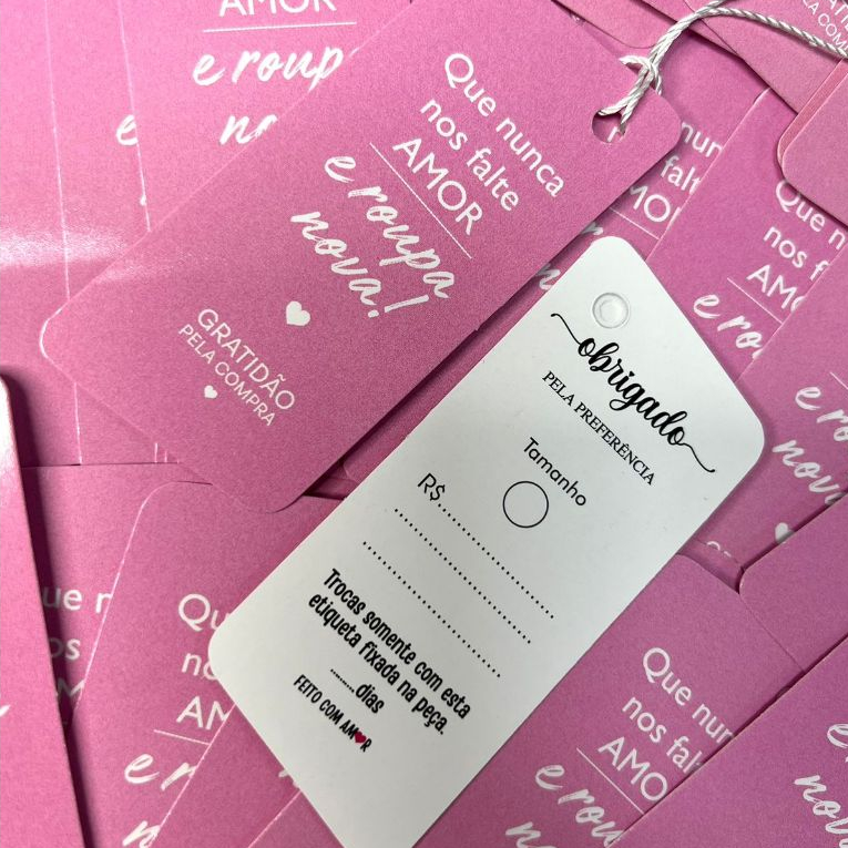 Tag para Roupa Personalizada de agradecimento ao cliente  tam- 8x4 com 50 unidades em Oferta na Shopee