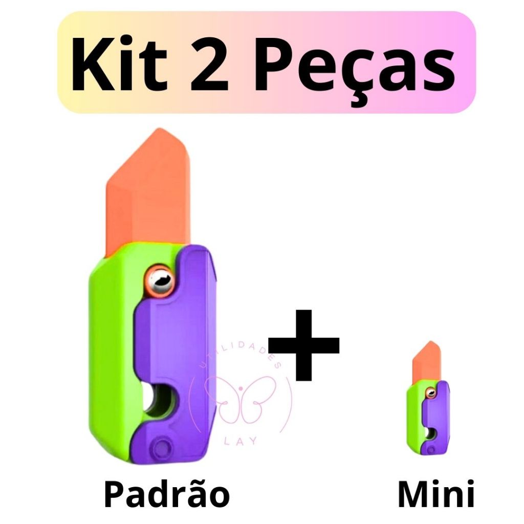 Kit 2 Facas De Gravidade Cenoura Truque De Brinquedo Retráteis Mágicas