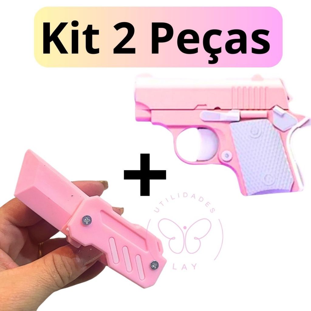 kit Brinquedo Pistolinha Mais canivete Ant Stresse Satisfatorio