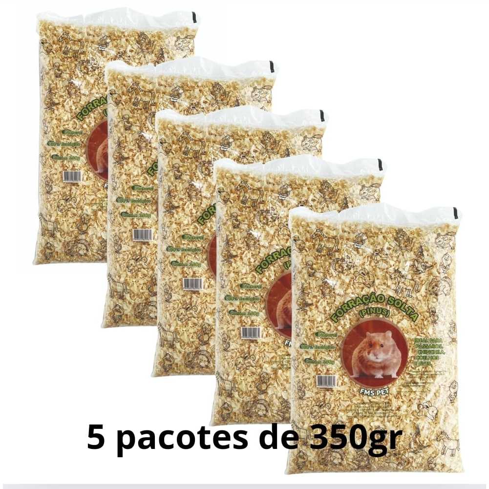 Serragem Para Passáros e Roedores com 5 pacotes 350gr cada