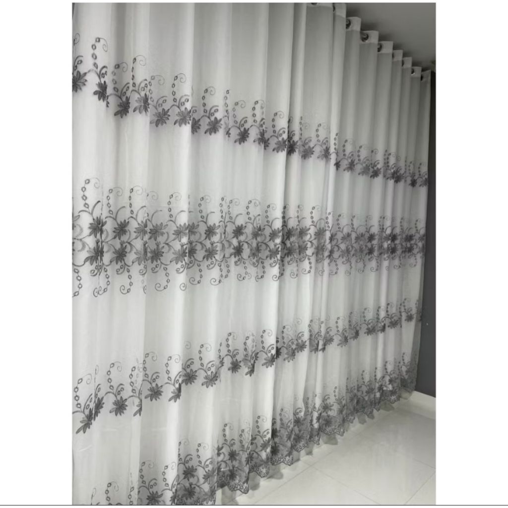 Cortina Para Sala Voil Bordado Com Forro de Microfibra Luxo 3,00lar x 2,80alt PROMOÇÃO em Oferta na Shopee