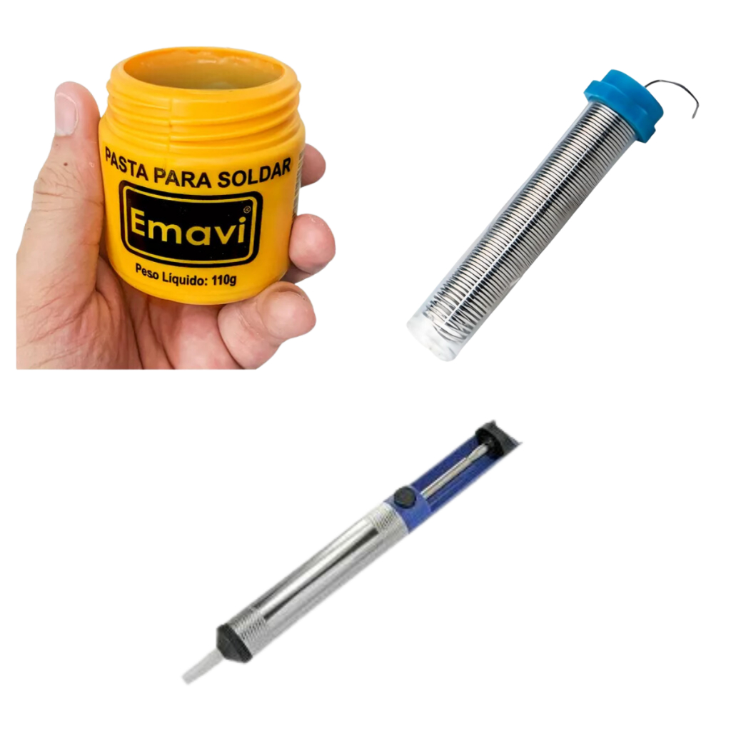 Kit Pasta Para Soldar + Solda + Sugador Promoção em Oferta na Shopee