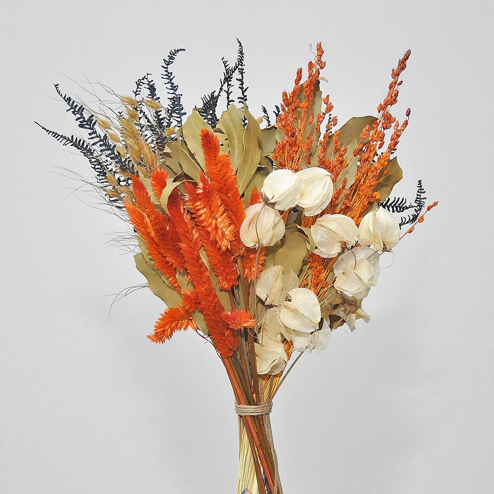 Buquê flores secas desidratadas noiva festa evento decoração de casa