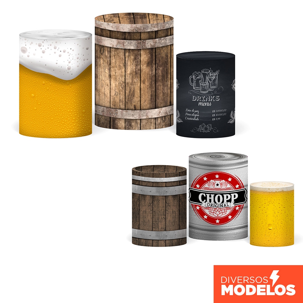 Trio Capas Cilindros Boteco Veste Fácil em Tecido com Elástico para Festas