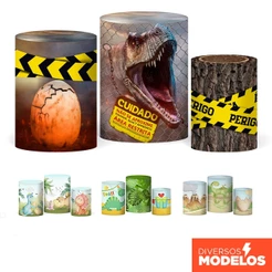 Trio Capas Cilindros Dinossauro Veste Fácil em Tecido com Elástico para Festas