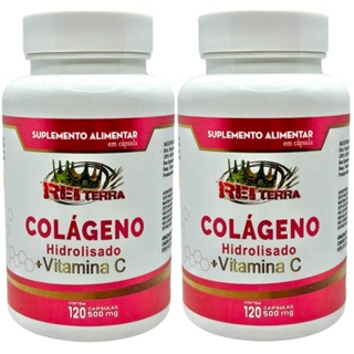Kit 2 Colágeno Hidrolisado + Vitamina C 240 Cápsulas - Rei Terra em Oferta na Shopee