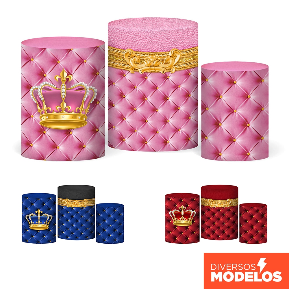 Trio Capa Cilindro Festa Realeza Decorativa Veste Fácil Em Tecido Com Elástico em Oferta na Shopee