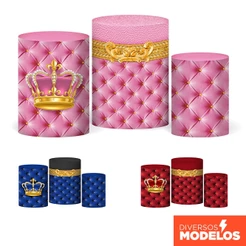 Trio Capa Cilindro Festa Realeza Decorativa Veste Fácil Em Tecido Com Elástico