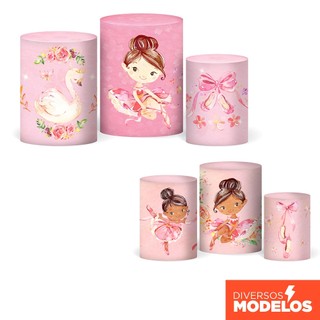 Trio Capa Festa Cilindro Bailarina Veste Fácil em Tecido com Elástico Decorativo