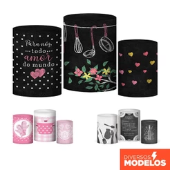 Trio Capa de Cilindros Decoração Chá de Cozinha Veste Fácil em Tecido com Elástico para Festas