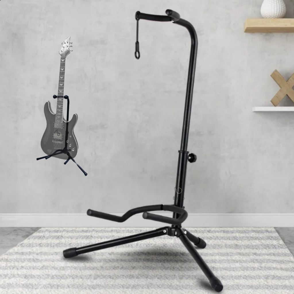 Imagem Suporte De Chão Violão Guitarra Violino Baixo Ukulele Cavaco Bertô Com Trava Profissional Dobrável