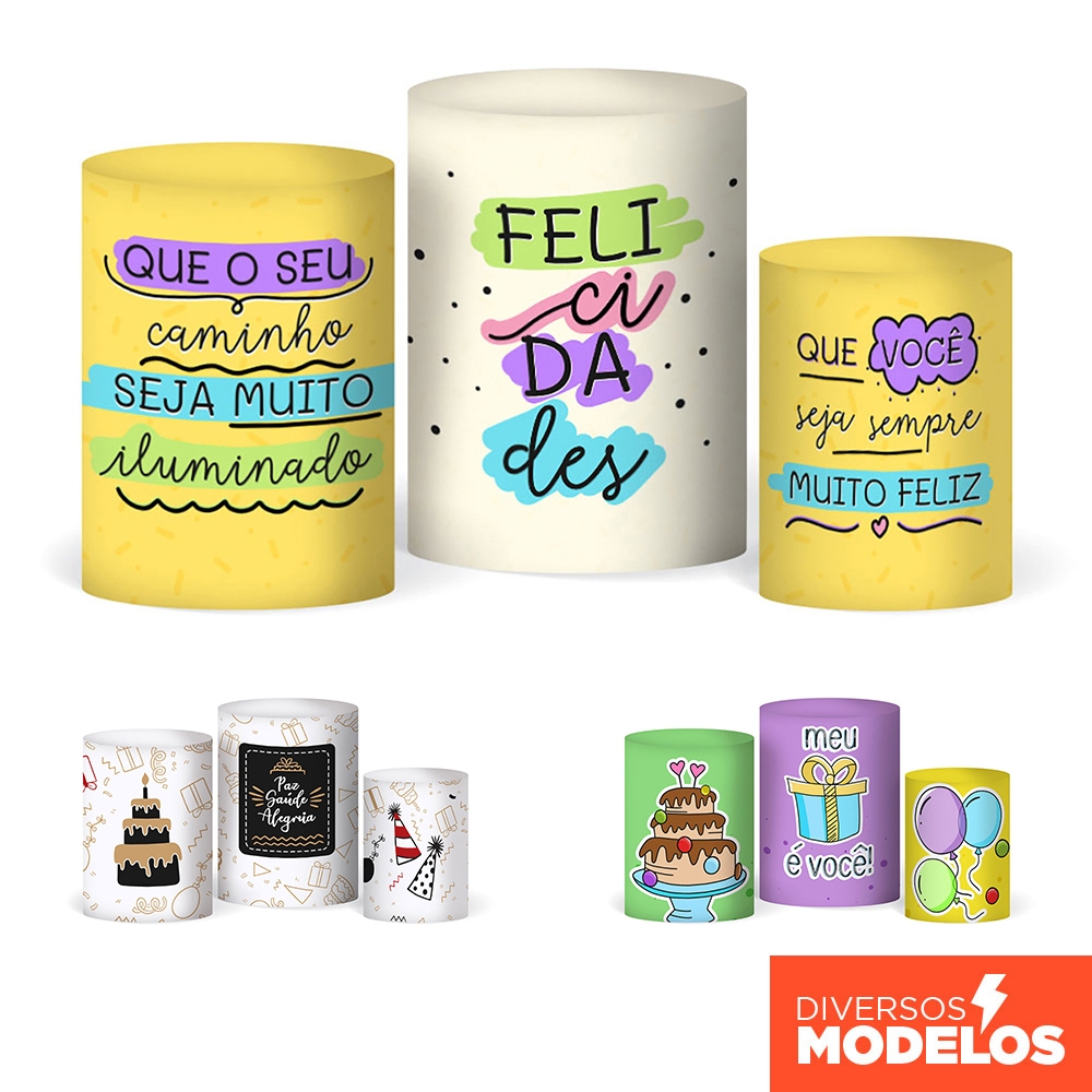 Trio Capa Cilindro Festa Feliz Aniversário Veste Fácil Em Tecido Com Elástico em Oferta na Shopee
