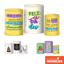 Trio Capa Cilindro Festa Feliz Aniversário Veste Fácil Em Tecido Com Elástico