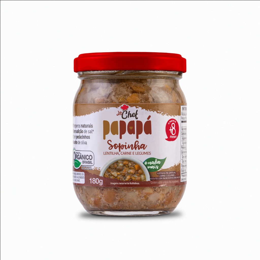Sopinha Orgânica Papapá Lentilha Carne Legumes Papinha 180g