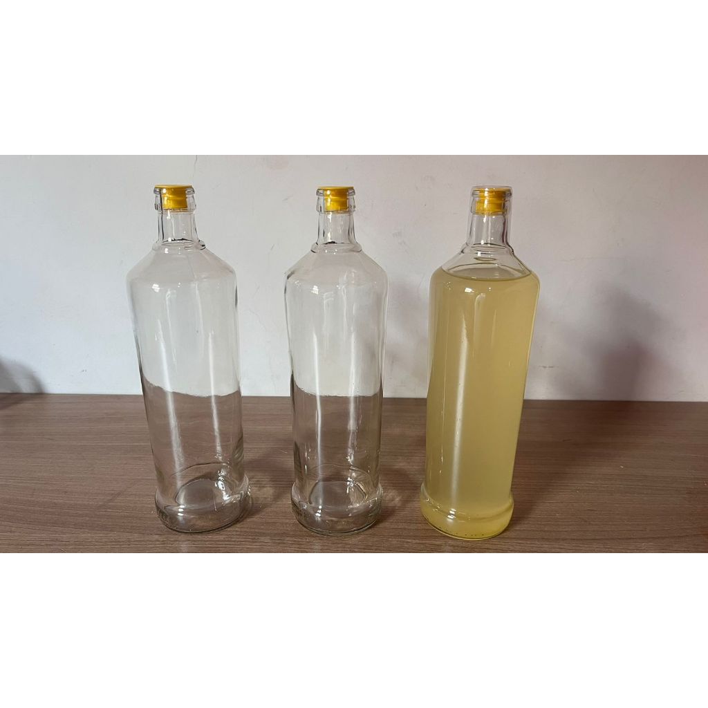 KIT 3 UNIDADES DE 1 LITRO DE VIDRO TRANSPARENTE C/ TAMPA ROLHA BATOQUE E ROLHA CORTIÇA P/ DECORAÇÃO, ÁGUA E USO EM GERAL