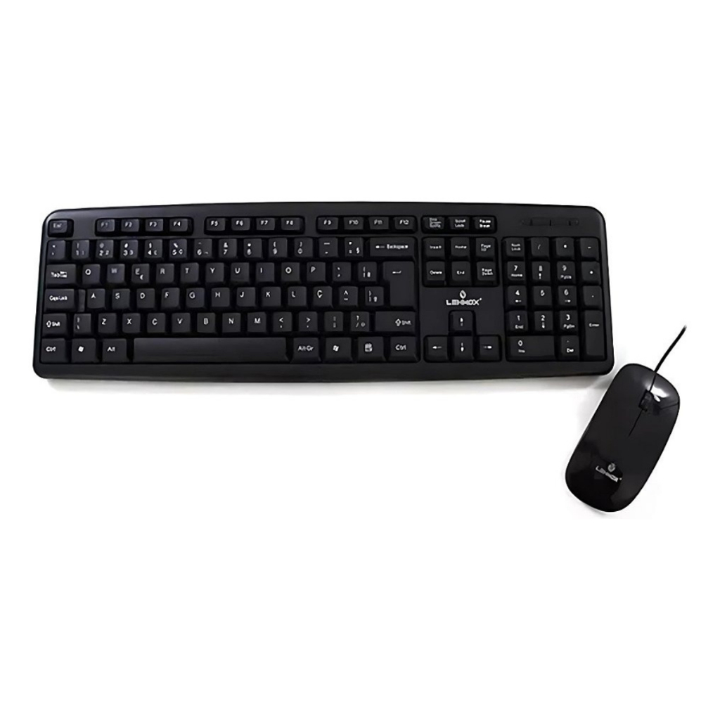 Kit Mouse E Teclado Com Fio Usb Lehmox Ley-214 Usb Mouse Preto Teclado Preto Abnt2 Portugues Qwerty