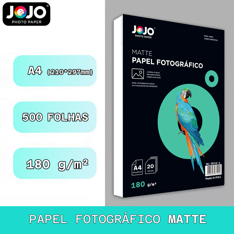 500 Folhas Papel Fotográfico Premium A4 Matte (Fosco) 180g jato de tinta sem brilho