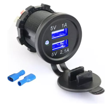 Tomada Carregador Usb Veicular 2 Saídas 3.1A Substitui O Acendedor Led Vermelho Azul Ou Verde