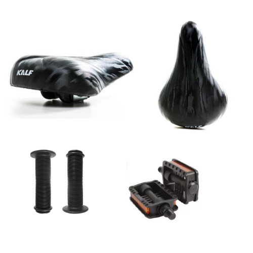 KIT BICICLETA INFANTIL ARO 16 SELIM KALF COM CARRINHO + PEDAL MIRIM ROSCA FINA + MANOPLA MIRIM DE BORRACHA BIKE CRIANÇA