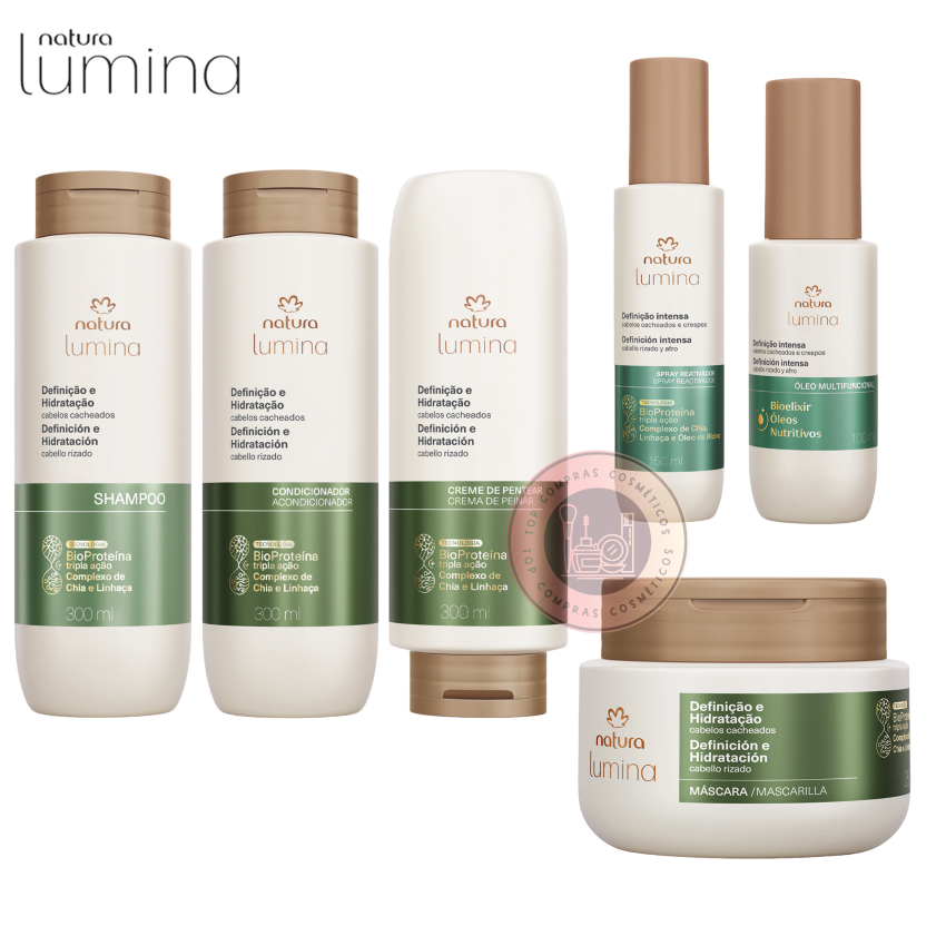 Linha Lumina Cabelos Cacheados Natura: Shampoo, Condicionador, Creme de Pentear, Máscara, Óleo ou Spray Umidificador em Oferta na Shopee