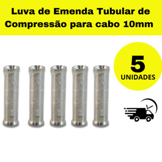 5  Luva de Emenda Tubular de Compressão para cabo 10mm (5 Unidades) em Oferta na Shopee