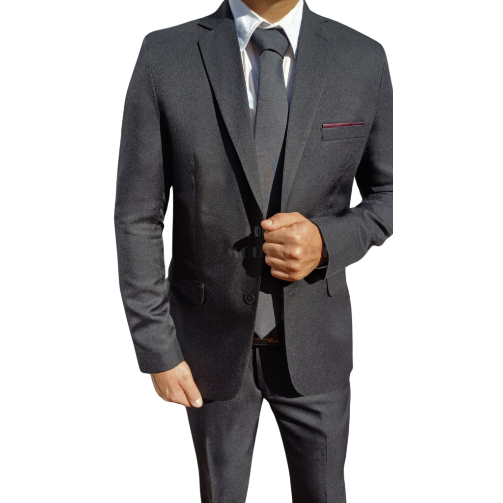 Terno social masculino MICROFIBRA - Slim PRETO (Original)