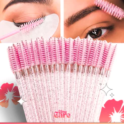 Kit 50/100/200 Escovas Escovinhas De Cílios E Sobrancelha Descartáveis Com Glitter