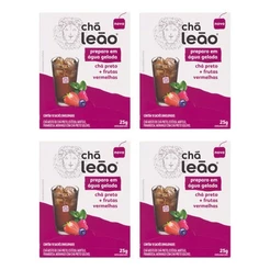 Combo Chá Leão Água Gelada Chá Preto com Frutas Vermelhas - 4 Caixas 40 Sachês