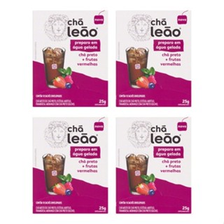 Combo Chá Leão Água Gelada Chá Preto com Frutas Vermelhas - 4 Caixas 40 Sachês em Oferta na Shopee