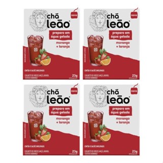 Combo Chá Leão Água Gelada Morango e Laranja - 4 Caixas 40 Sachês em Oferta na Shopee