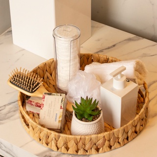 Bandeja de Fibra Natural Redonda com Alça para Decoração Organização Cozinha em Oferta na Shopee