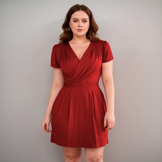 Vestido Plus Size Transpassado Curto Soltinho Acinturado Confortável Manga Curta Elegante Premium em Oferta na Shopee
