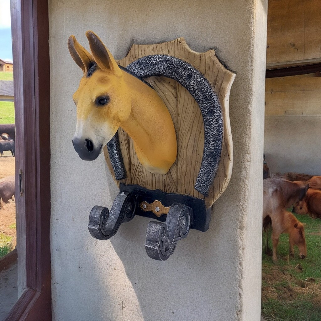 Cabideiro Mula Country Rustico Tolha Decorativo em Resina