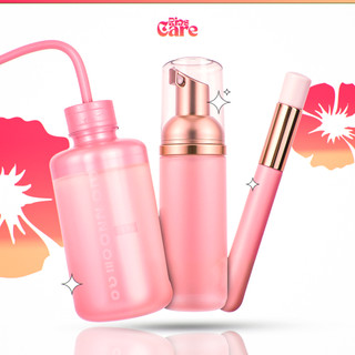 Kit Limpeza Extensão de Cílios Com Pump Espumador Pincel e Pisseta Rosa