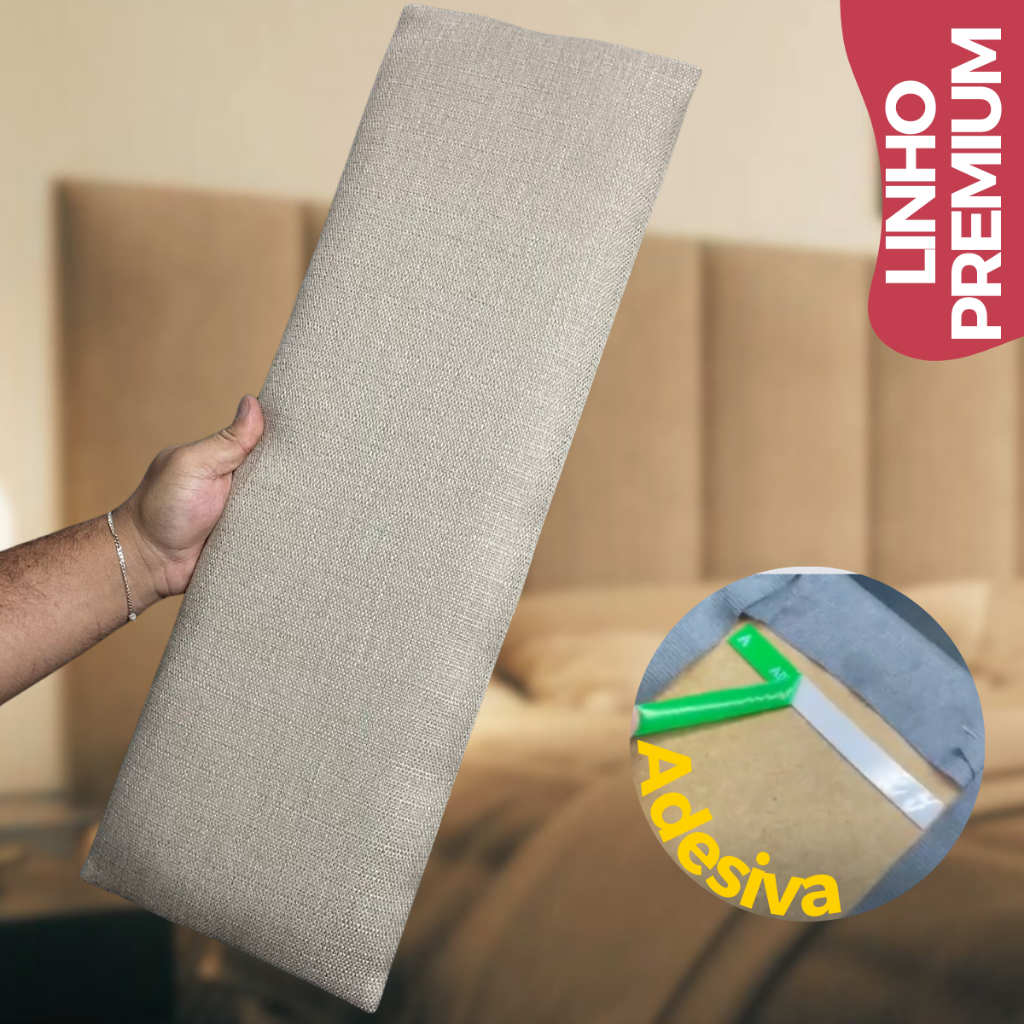Cabeceira de Cama Modulada e Estofada Adesiva Cama Box Solteiro Casal Queen e King Módulos...