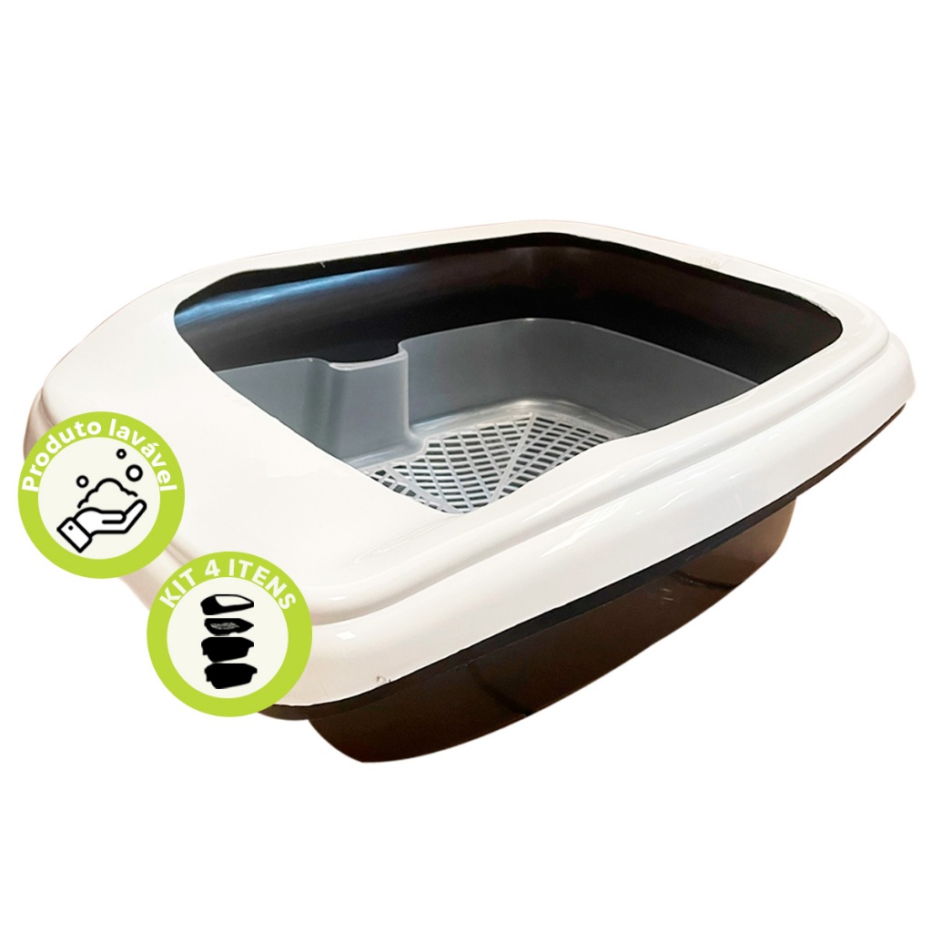 Caixa De Areia gatos Furba Banheiro Para Gatos Com Bordas 4 em 1 -  Com Borda