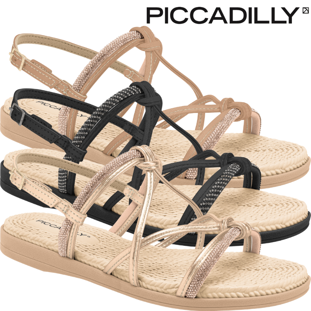 Sandalia Piccadilly Original Strass Feminino Rasteira Elastico Rasteirinha Slideb em Oferta na Shopee