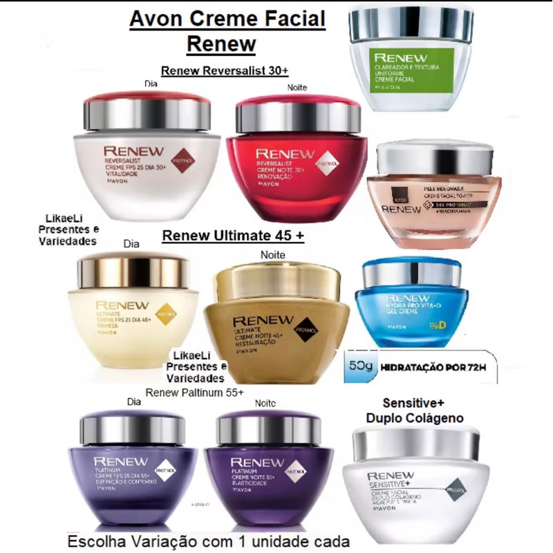 Renew Avon | Reversalist dia 30+ | 10x protinol creme | Hydra pro vita-D gel creme | Power sérum renovador