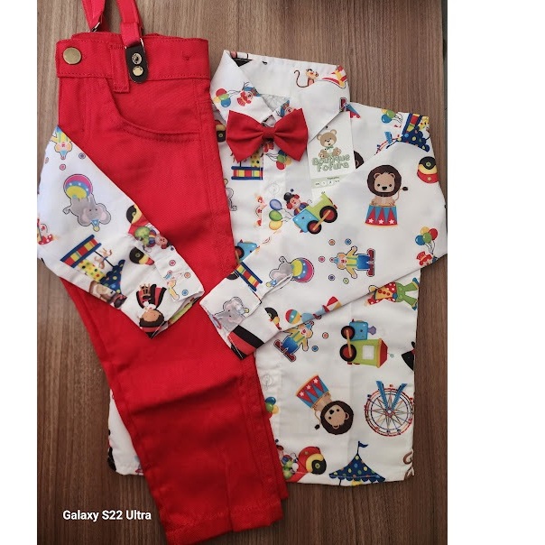 Kit Tematico Camisa manga Longa COMPRIDA Calça Aniversario Menino CIRCO PALHAÇO MAGICO ROUPA CONJUNTO FRIO INVERNO BEBE SOCIAL