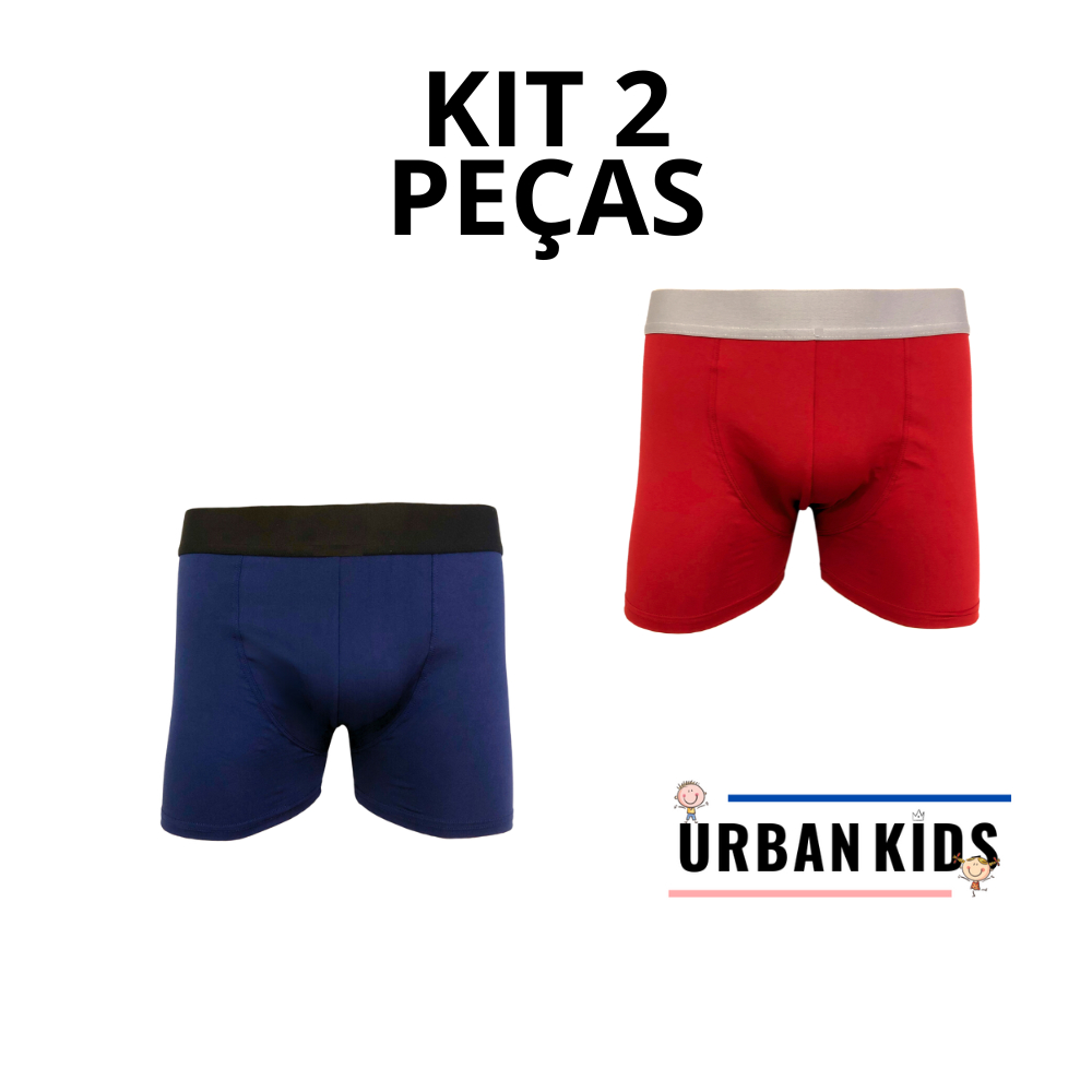 Kit 2 Cuecas Boxer Box Lisa Alta Qualidade Microfibra Conforto Adulto P ao GG URBAN KIDS