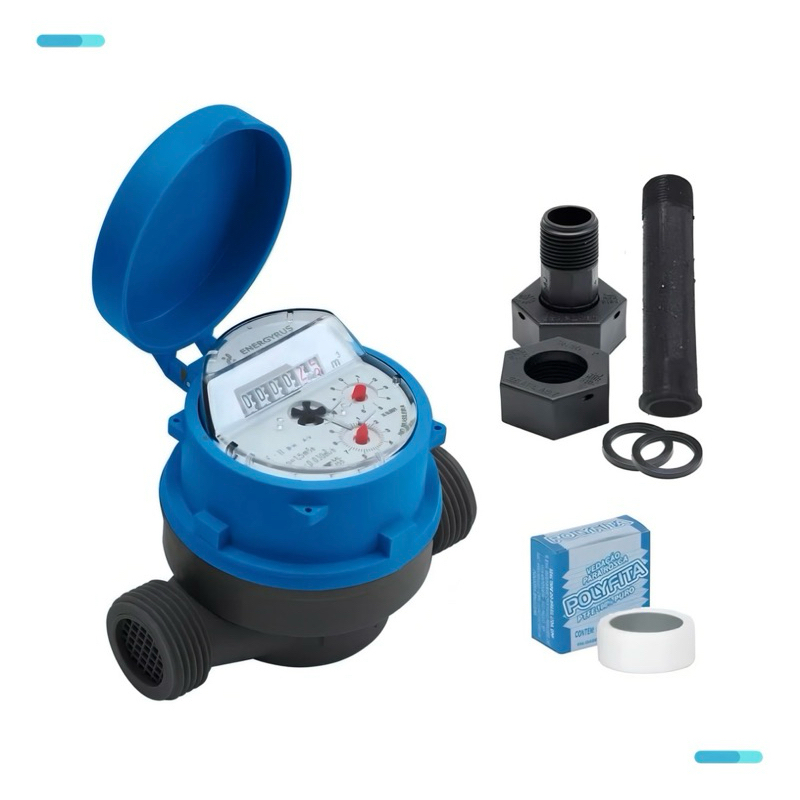 Hidrômetro Medidor De Água Unijato 3/4 Qn 1.5 115mm + Kit de Conexões