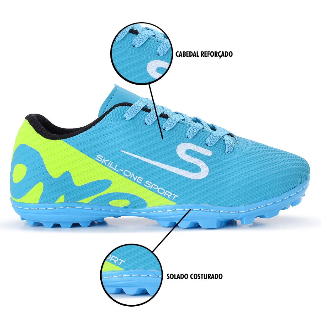 Chuteira Society Futebol Adulto Infantil Confortável One Sport Segura Campo Sintético