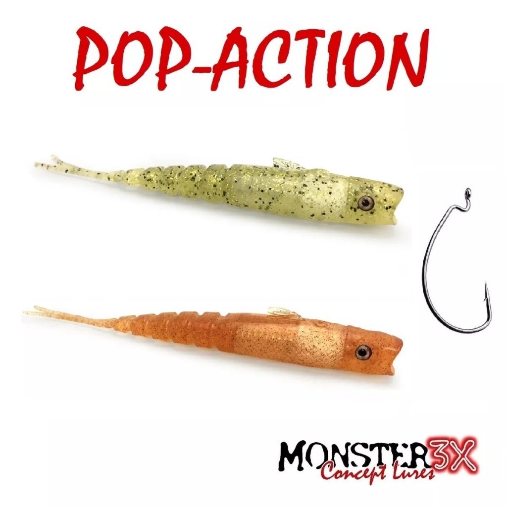 Isca Soft Monster 3x Pop Action 17cm By Maicon Bianchi 2 unidades + 1 Anzol Offset