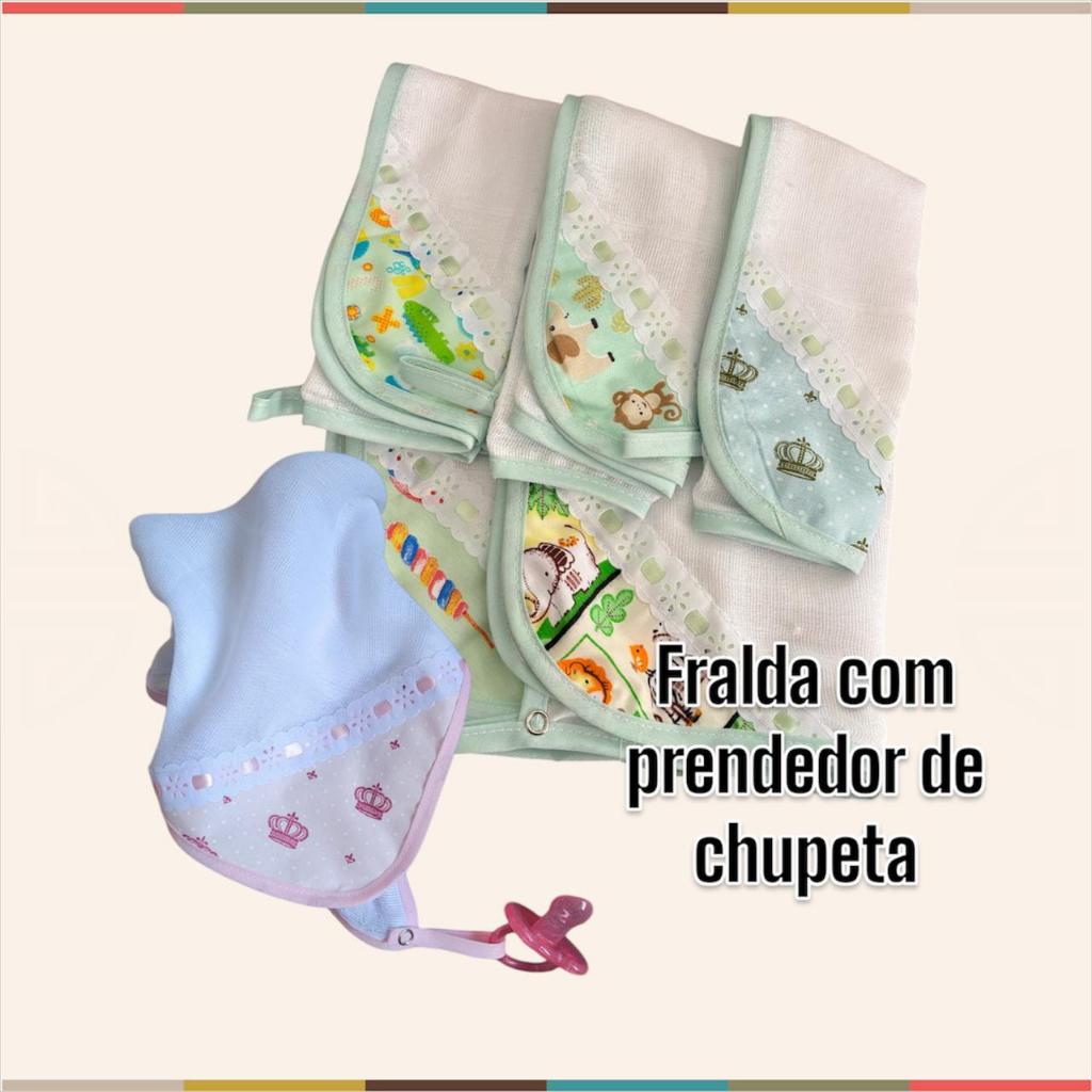 FRALDINHA DE BOCA KIT 5 UNIDADES ENXOVAL DO BEBÊ COM PRENDEDOR DE CHUPETA 100% ALGODÃO-PORTA CHUPETA em Oferta na Shopee