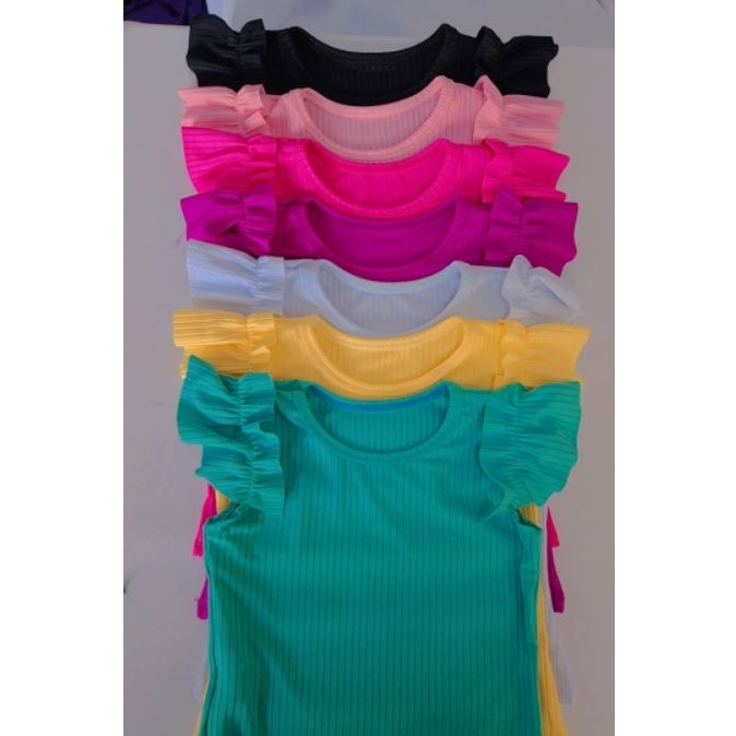 blucinha manga babado infantil juvenil malha canelado em Oferta na Shopee